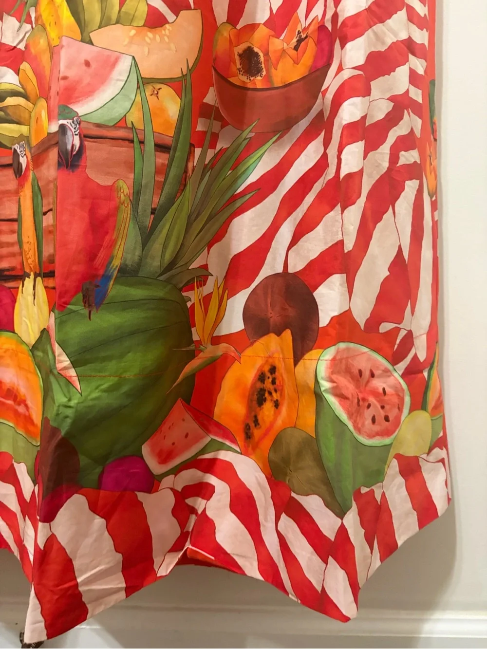 FARM Rio Red and Green Tropical Print Fruit Trolley with Rope Tie Maxi Dress - Picture 9 of 12